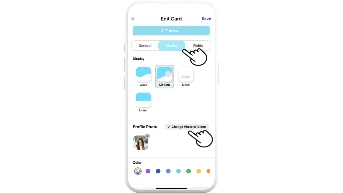 Tap to add or update the photo on your card